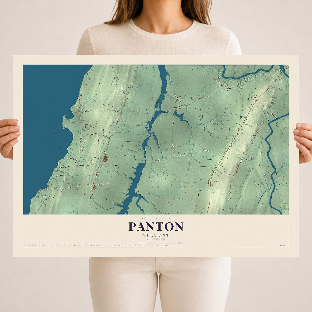 Map of Panton, Vermont, 18 x 24 inch unframed archival matte print