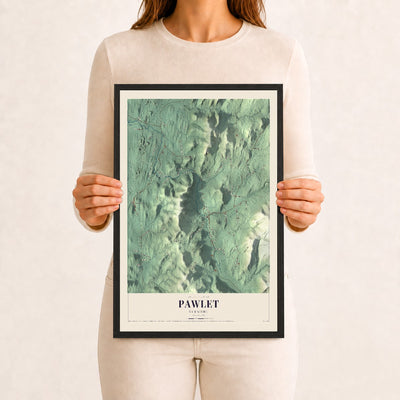 Pawlet, Vermont map print - 12 x 18 black Ayous wood frame