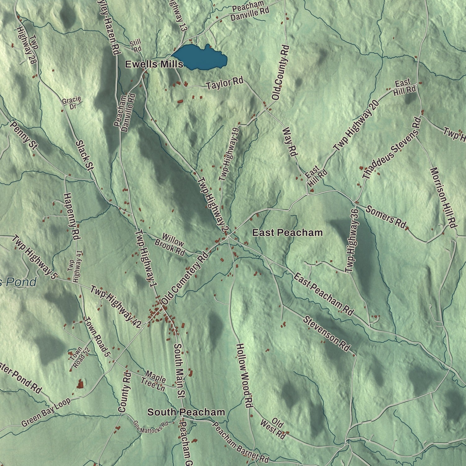 Street and neighborhood detail from the Peacham, Vermont map