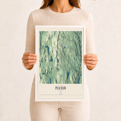 Peacham, Vermont map print - 12 x 18 white Ayous wood frame