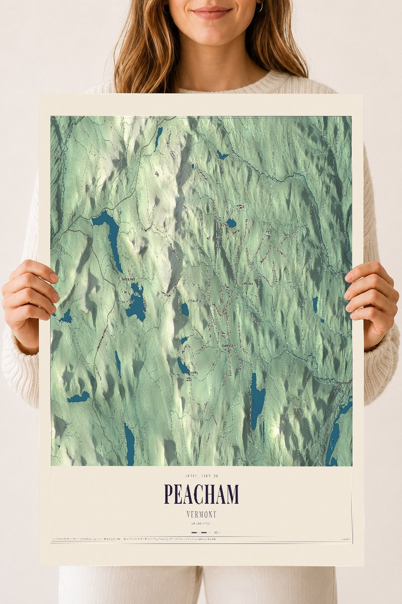 Peacham, Vermont map print - 18 x 24 archival matte print