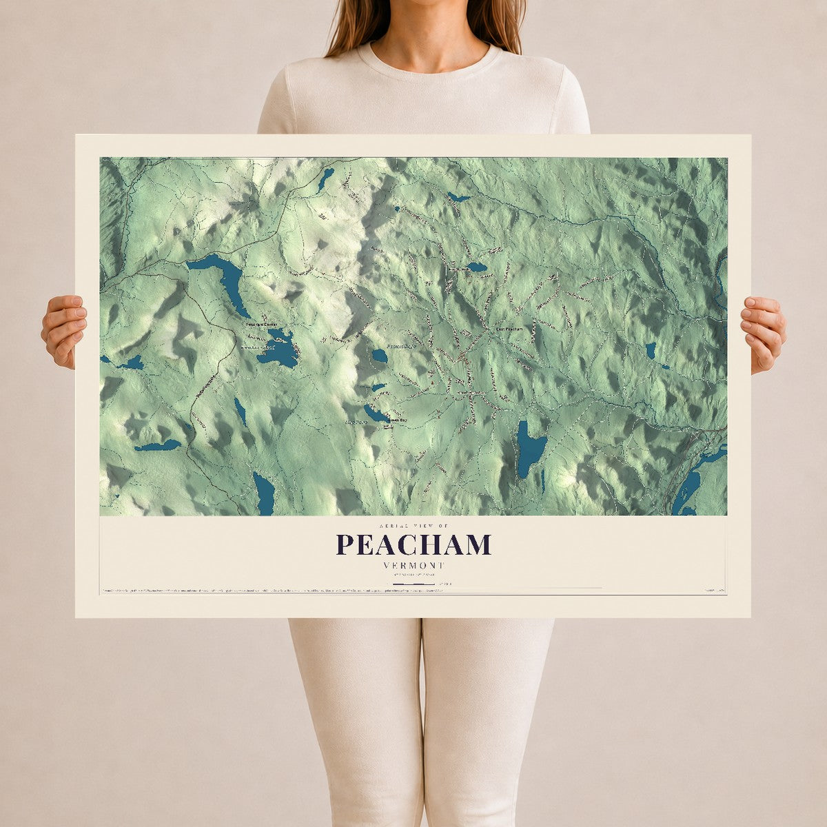 Map of Peacham, Vermont, 24 x 36 inch unframed archival matte print
