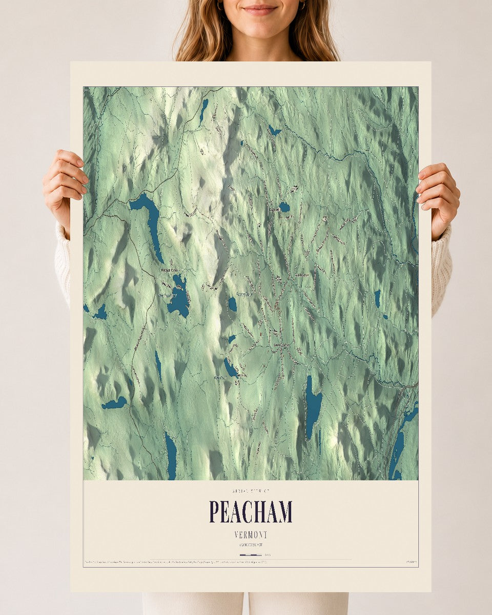 Peacham, Vermont map print - 24 x 36 archival matte print