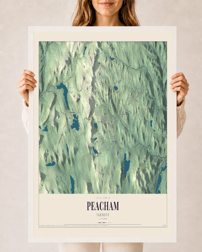 Peacham, Vermont map print - 24 x 36 white Ayous wood frame
