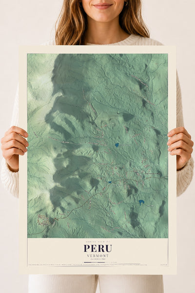 Peru, Vermont map print - 18 x 24 archival matte print