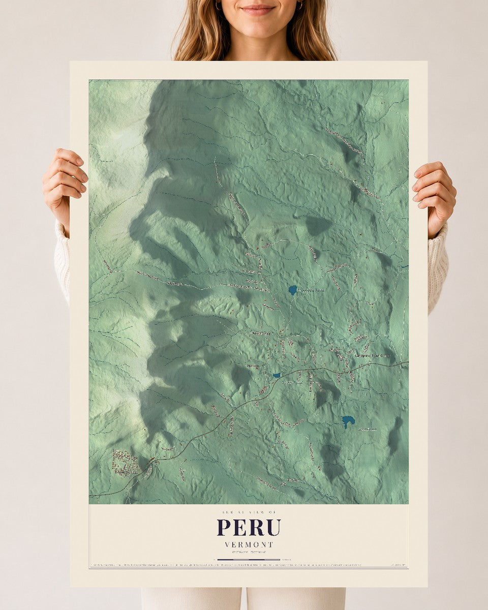 Peru, Vermont map print - 24 x 36 archival matte print