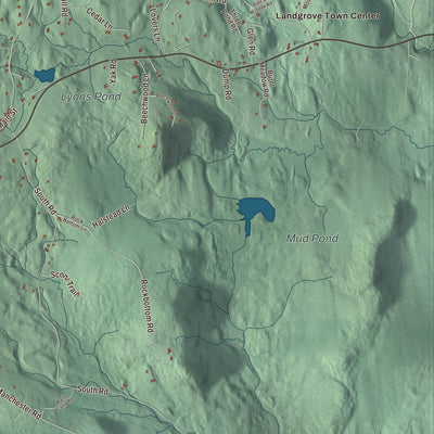Terrain and local geography detail from the Peru, Vermont map