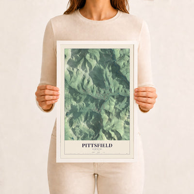 Pittsfield, Vermont map print - 12 x 18 white Ayous wood frame