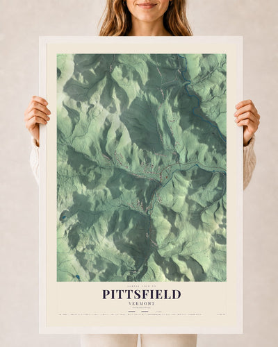 Pittsfield, Vermont map print - 24 x 36 white Ayous wood frame