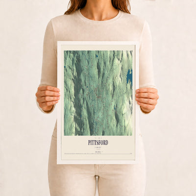 Pittsford, Vermont map print - 12 x 18 white Ayous wood frame