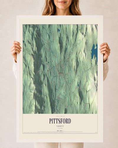 Pittsford, Vermont map print - 24 x 36 white Ayous wood frame