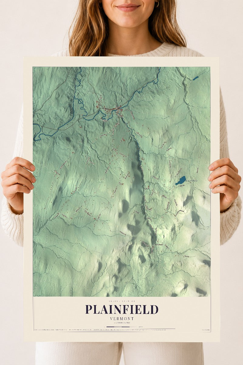 Plainfield, Vermont map print - 18 x 24 archival matte print