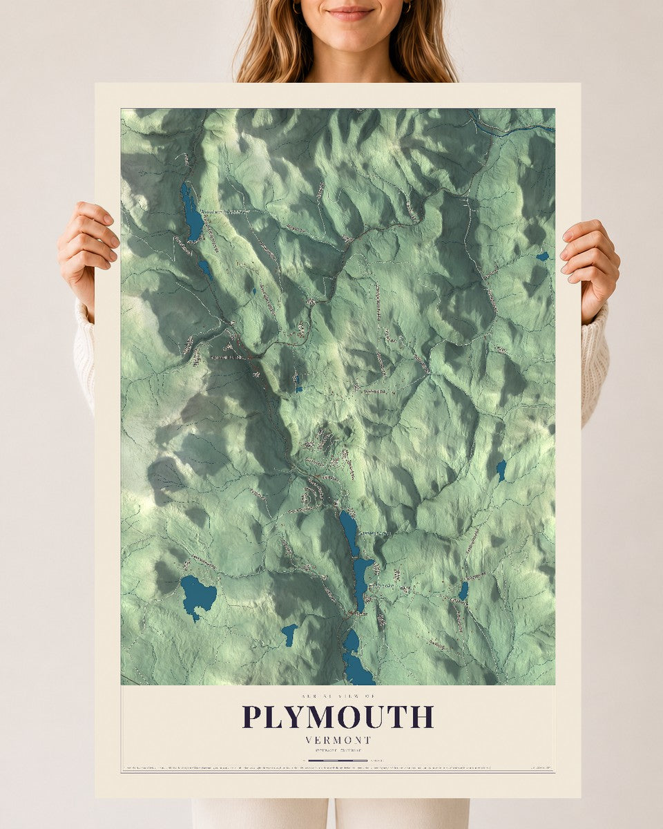 Plymouth, Vermont map print - 24 x 36 archival matte print