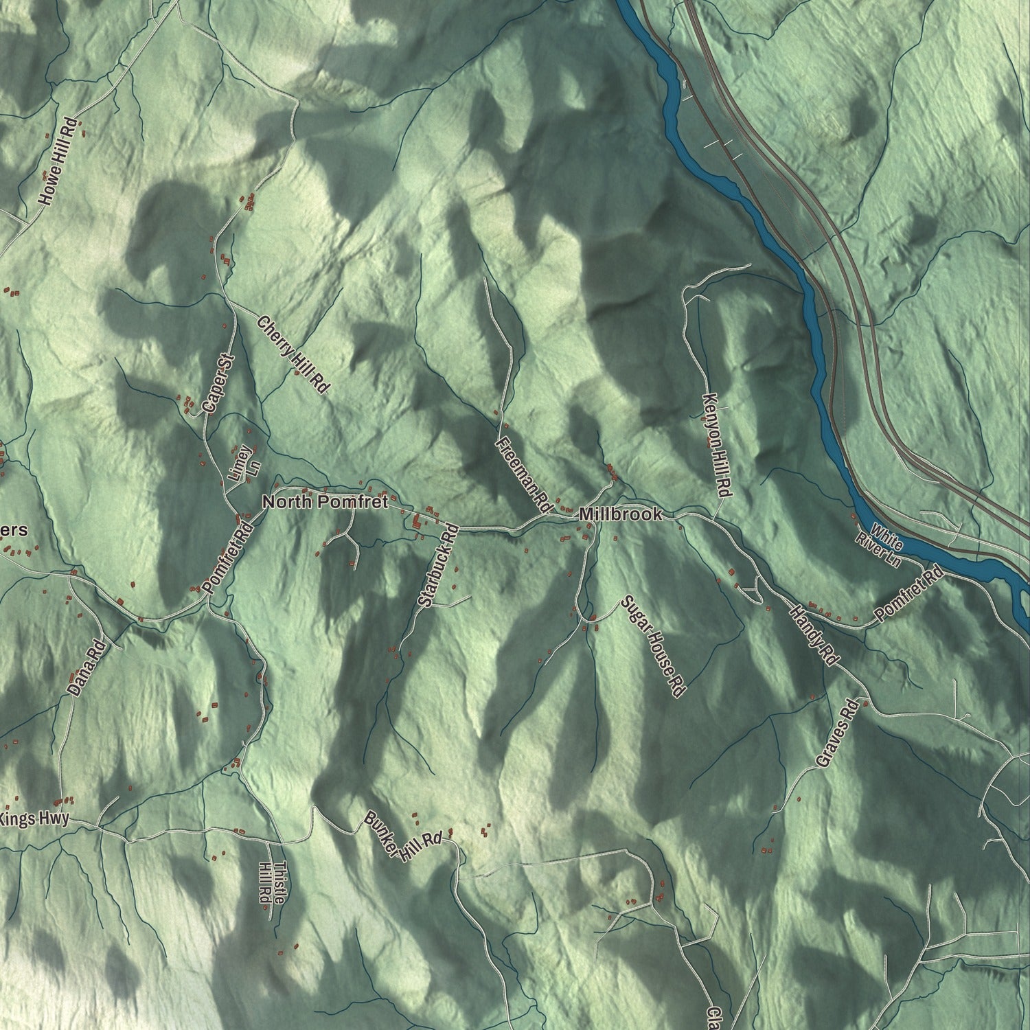 Street and neighborhood detail from the Pomfret, Vermont map