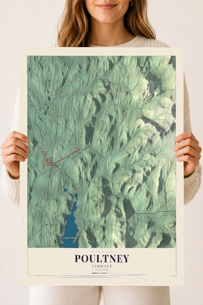 Poultney, Vermont map print - 18 x 24 archival matte print