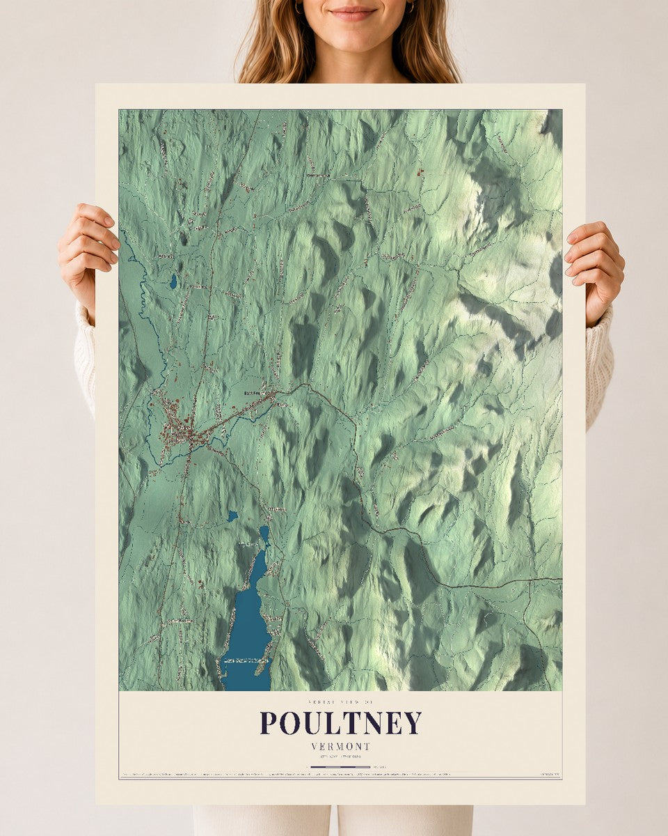 Poultney, Vermont map print - 24 x 36 archival matte print