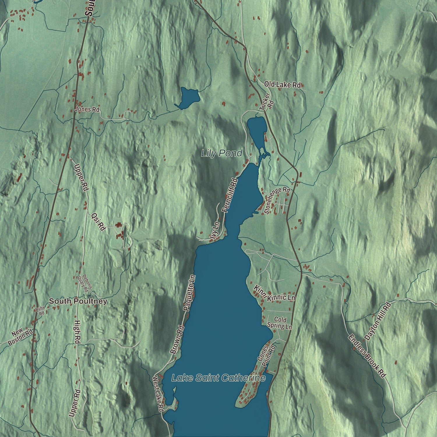 Terrain and local geography detail from the Poultney, Vermont map