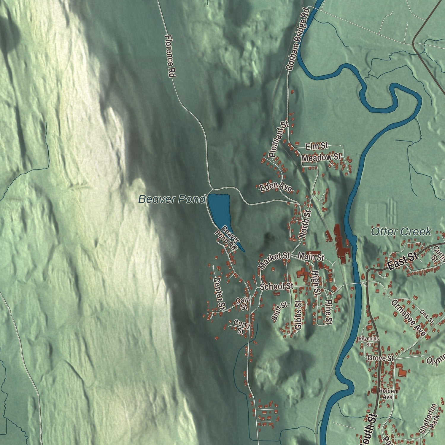 Street and neighborhood detail from the Proctor, Vermont map