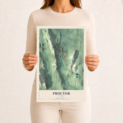 Proctor, Vermont map print - 12 x 18 archival matte print
