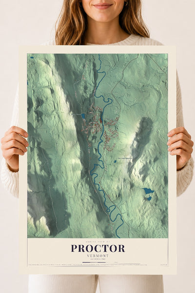Proctor, Vermont map print - 18 x 24 archival matte print