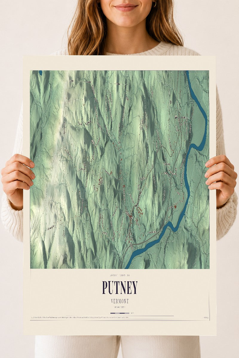 Putney, Vermont map print - 18 x 24 archival matte print