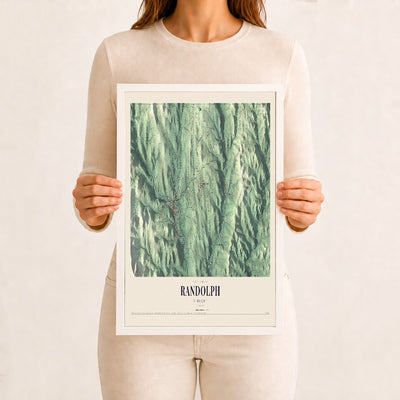 Randolph, Vermont map print - 12 x 18 white Ayous wood frame