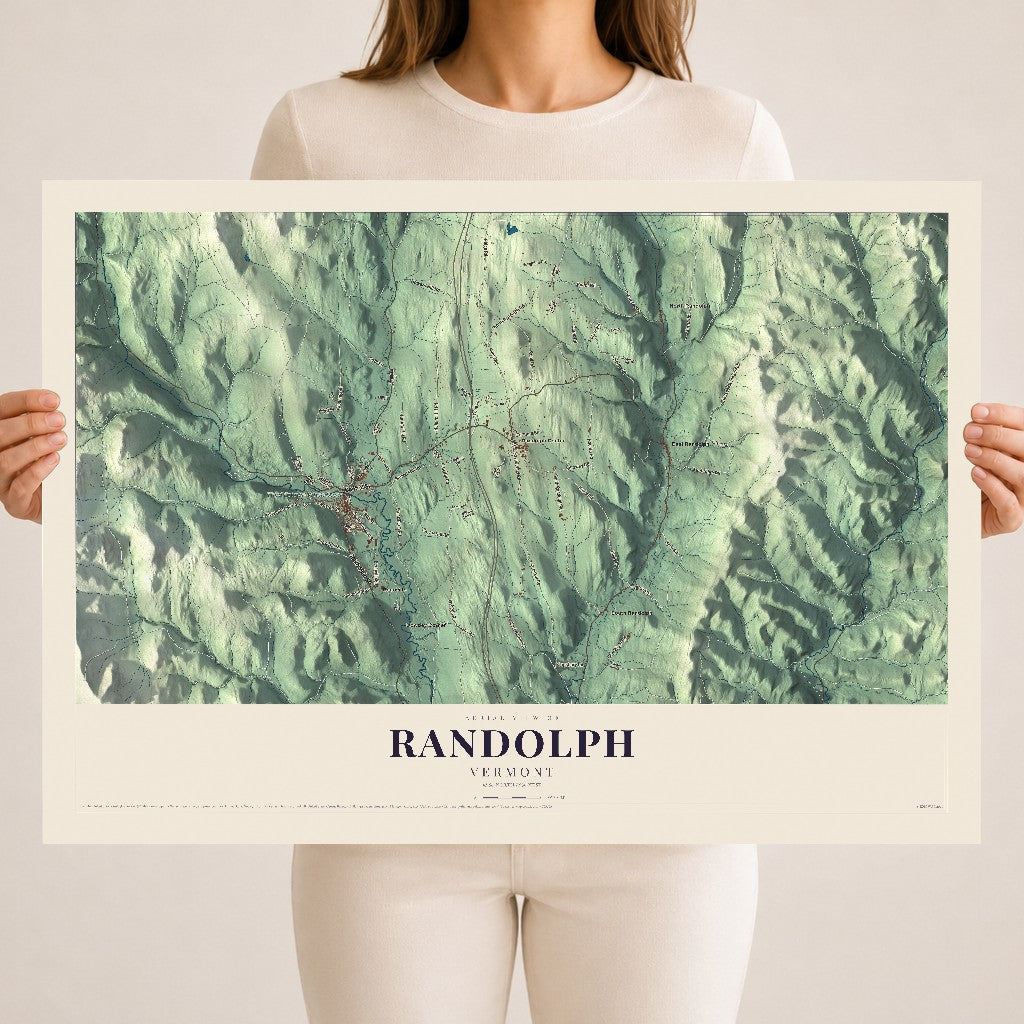 Map of Randolph, Vermont, 18 x 24 inch unframed archival matte print