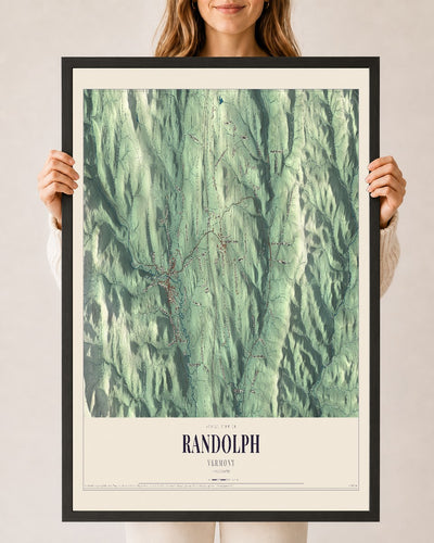 Randolph, Vermont map print - 24 x 36 black Ayous wood frame
