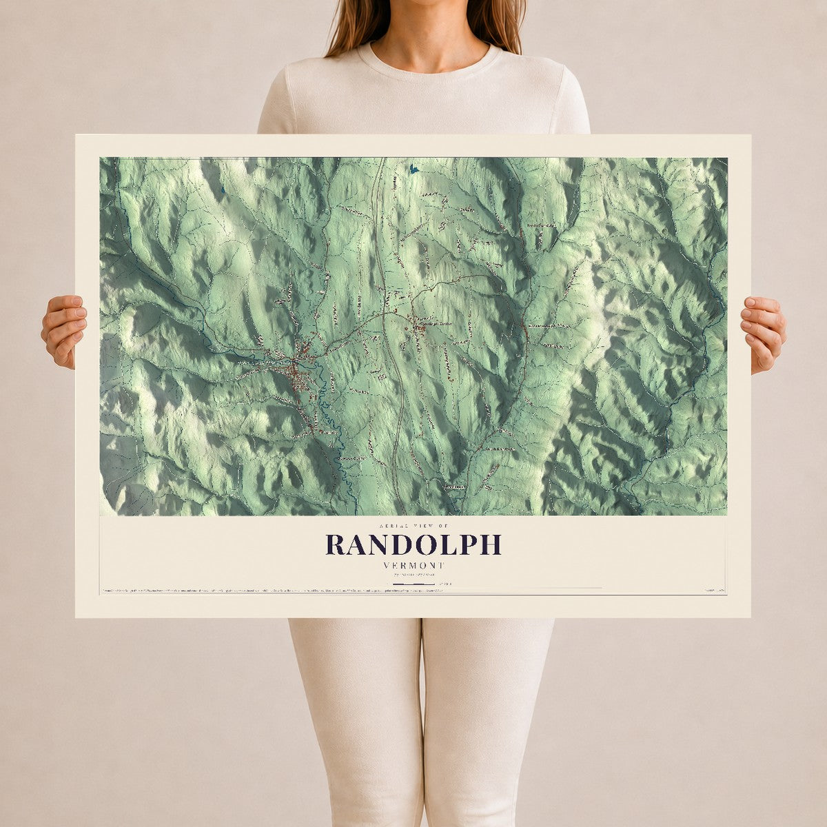 Map of Randolph, Vermont, 24 x 36 inch unframed archival matte print