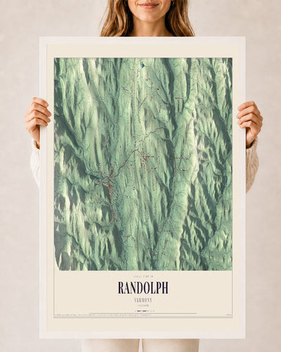 Randolph, Vermont map print - 24 x 36 white Ayous wood frame