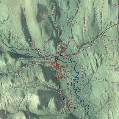 Terrain and local geography detail from the Randolph, Vermont map