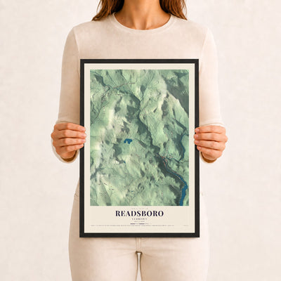 Readsboro, Vermont map print - 12 x 18 black Ayous wood frame