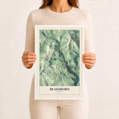Readsboro, Vermont map print - 12 x 18 white Ayous wood frame