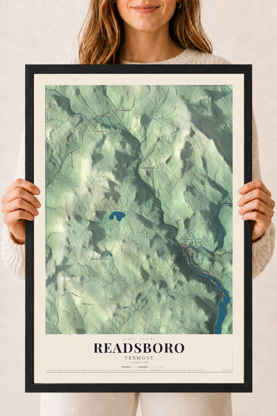 Readsboro, Vermont map print - 18 x 24 black Ayous wood frame