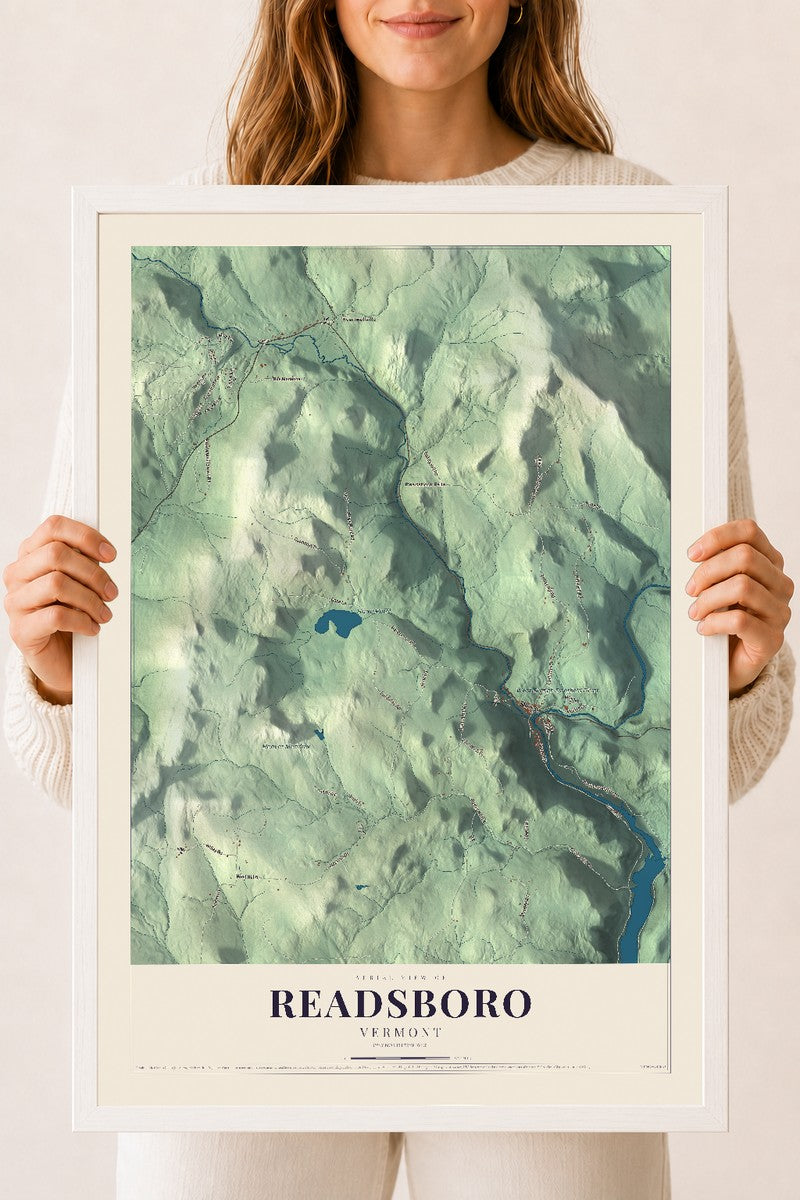 Readsboro, Vermont map print - 18 x 24 white Ayous wood frame