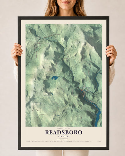 Readsboro, Vermont map print - 24 x 36 black Ayous wood frame