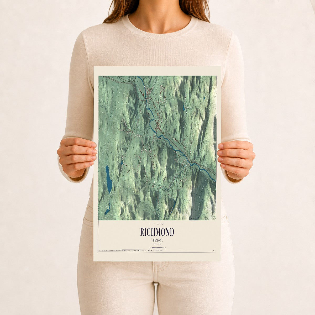 Richmond, Vermont map print - 12 x 18 archival matte print