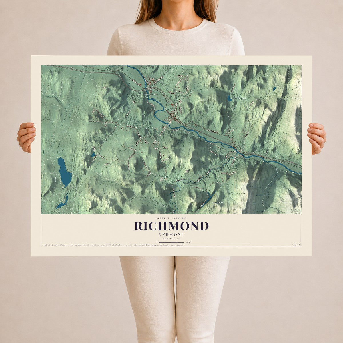 Map of Richmond, Vermont, 24 x 36 inch unframed archival matte print