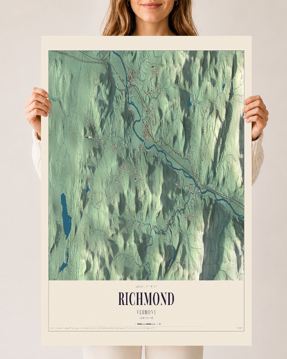 Richmond, Vermont map print - 24 x 36 archival matte print