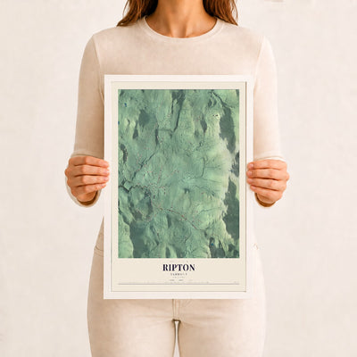 Ripton, Vermont map print - 12 x 18 white Ayous wood frame
