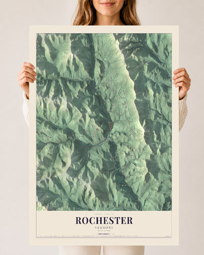 Rochester, Vermont map print - 24 x 36 archival matte print