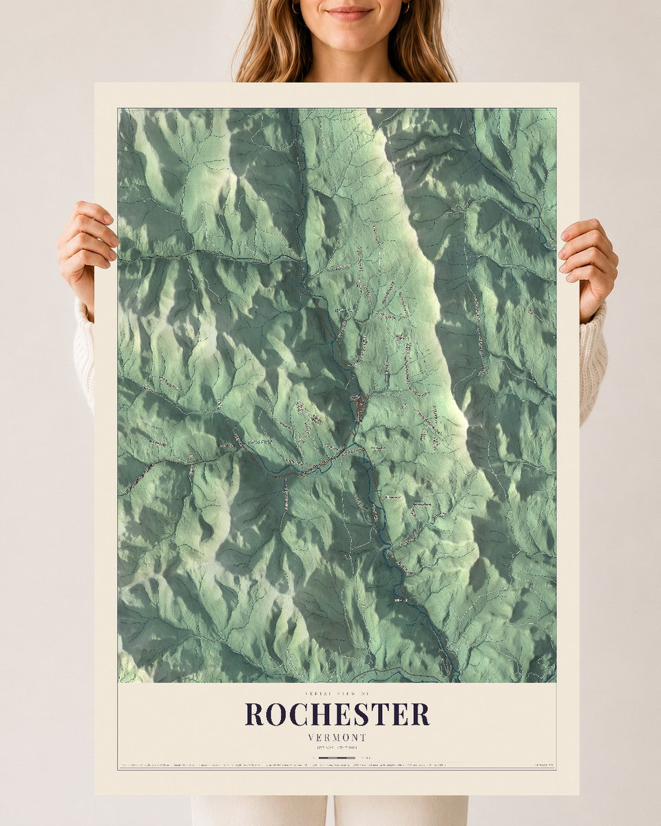 Rochester, Vermont map print - 24 x 36 archival matte print
