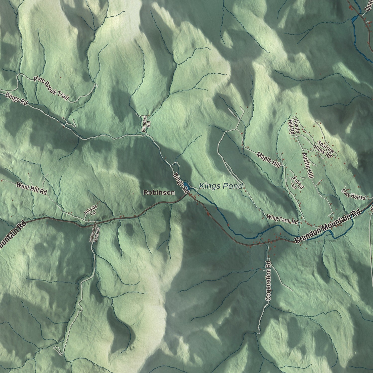 Terrain and local geography detail from the Rochester, Vermont map