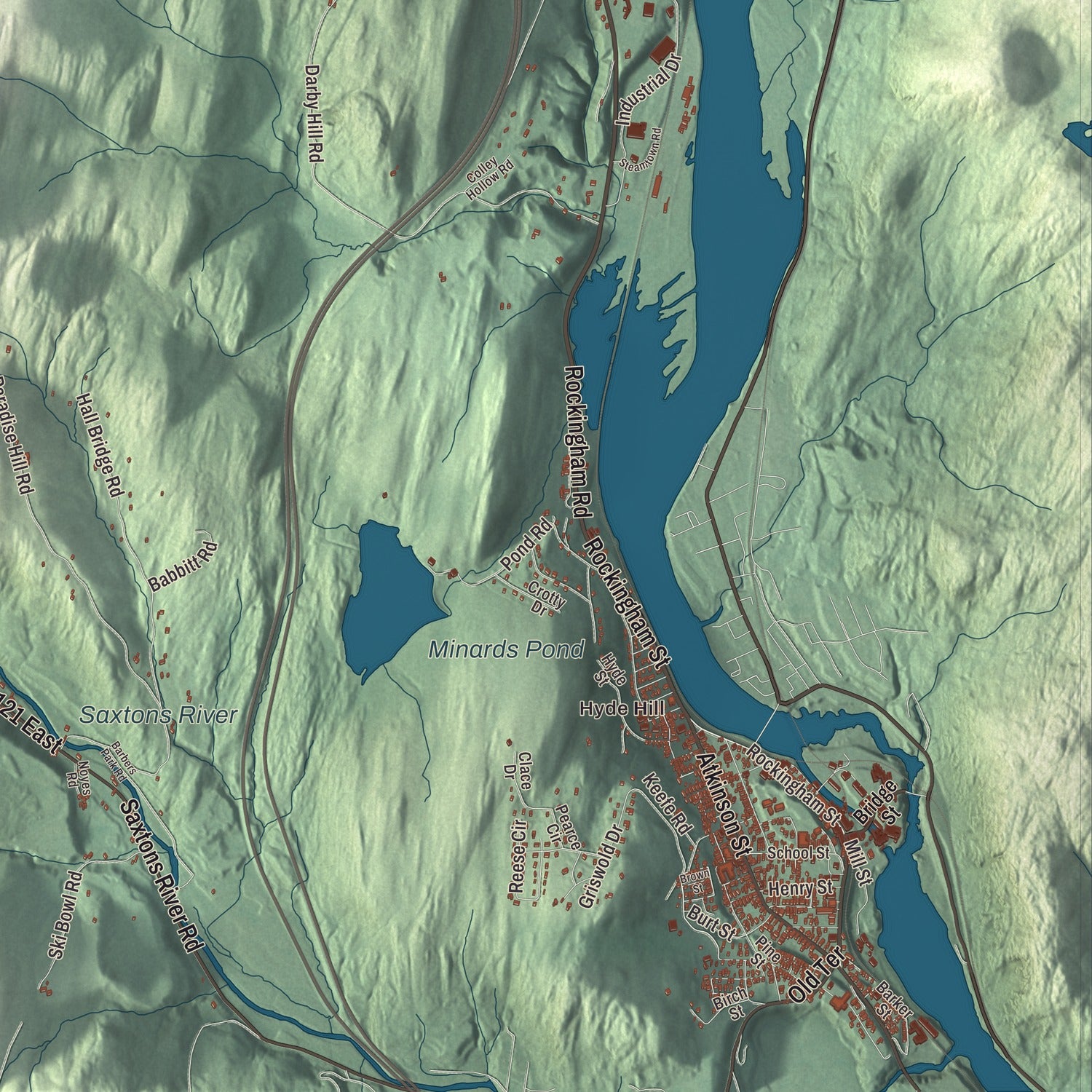 Street and neighborhood detail from the Rockingham, Vermont map