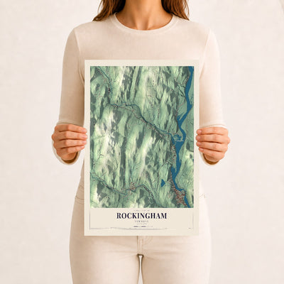 Rockingham, Vermont map print - 12 x 18 archival matte print