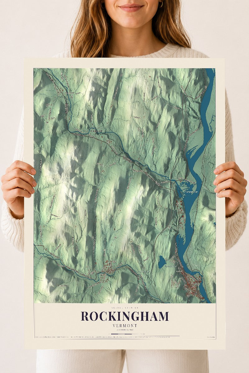 Rockingham, Vermont map print - 18 x 24 archival matte print