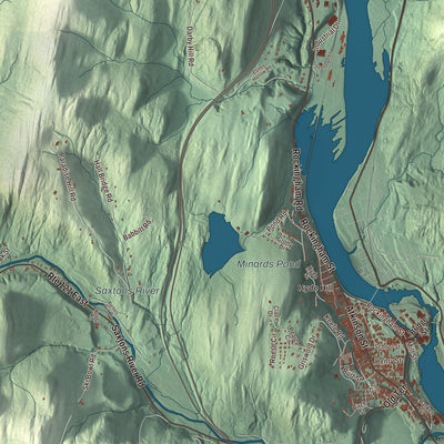 Terrain and local geography detail from the Rockingham, Vermont map