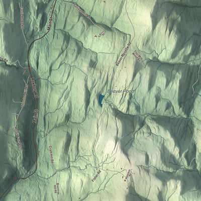 Terrain and local geography detail from the Roxbury, Vermont map