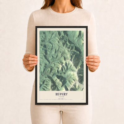 Rupert, Vermont map print - 12 x 18 black Ayous wood frame