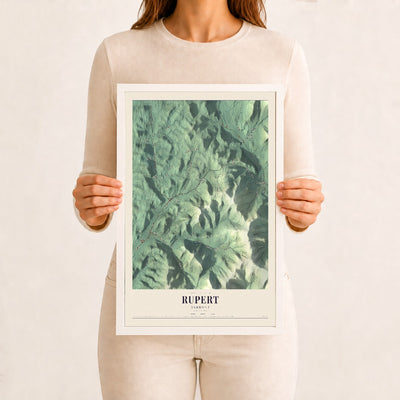 Rupert, Vermont map print - 12 x 18 white Ayous wood frame